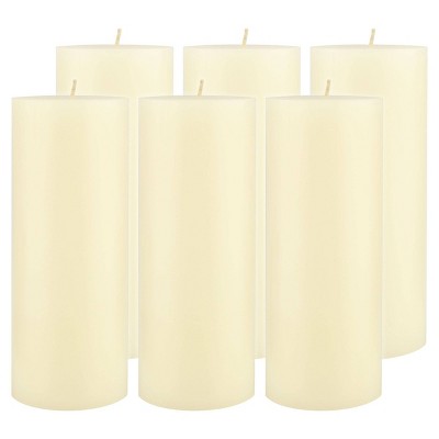 6pk Unscented Flat top Smooth Pillar Candles Ivory - Stonebriar Collection