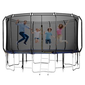 BestParts 16FT Trampoline with Safety Enclosure, Ladder & Spring Cover – Black - 1 of 4