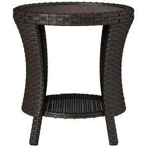 Resenkos Patio Coffee Tables,Patio Tables,18" PE Rattan Patio Side Table with 2-Tier Storage, Composite Wood Top, - 1 of 4
