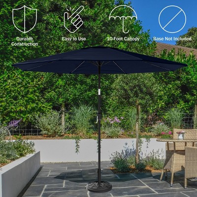 Navy Blue 10-Foot Patio Umbrella with Solar LED Lights