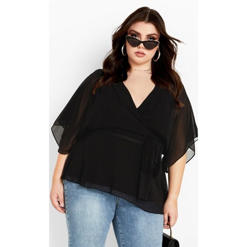 City Chic Women s Plus Size Elegant Wrap Top Black 14w Target