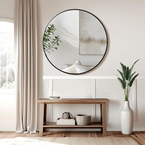PexFix Classic Round Accent Bathroom Mirror Metal Frame Hanging Wall Mounted Circle Mirror for Wall Decor Vanity Entryway Living Room - 1 of 4