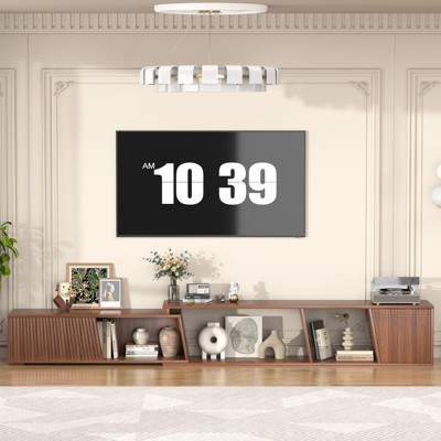 Extendable TV Stand with Sliding Doors Minimalist Rectangle