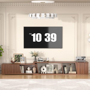 Extendable TV Stand with Sliding Doors Minimalist Rectangle - 1 of 4