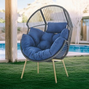 Bestier Outdoor Wicker Egg Chair, Rattan Chair with Cushion, Oversized Patio Lounge Chair for Outdoor, Indoor, Balcony, Backyard, Garden - 1 of 4