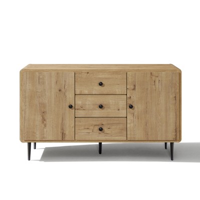 LuxenHome Oak Manufactured Wood 48.8-Inch Wide 2-Door 3-Drawer Buffet Cabinet — фото 6