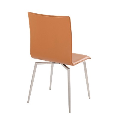 Light Brown Faux Leather Upholstered Side Chair with Metal Legs