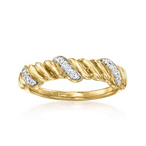 Ross-Simons 0.10 ct. t.w. Diamond Twisted Ring in 14kt Yellow Gold - 1 of 4