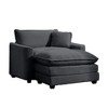 Corduroy Single Chair Sofa with Footstool and Pillow, Deep Seat Lounge Chair for Living Room, Bedroom, Club - 4 of 4