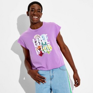 Pride Adult Short Sleeve Love Is Love Muscle T-Shirt - Lavender