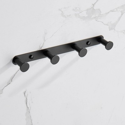 Phiestina Matte Black Stainless Steel Towel Hook Rack