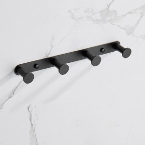 Phiestina Matte Black Stainless Steel Towel Hook Rack - 1 of 4