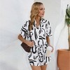 Clearlove Women's 2 Piece Outfits Short Sleeve Button Down Shirts Top High Waist Shorts Set Tracksuit - 3 of 4