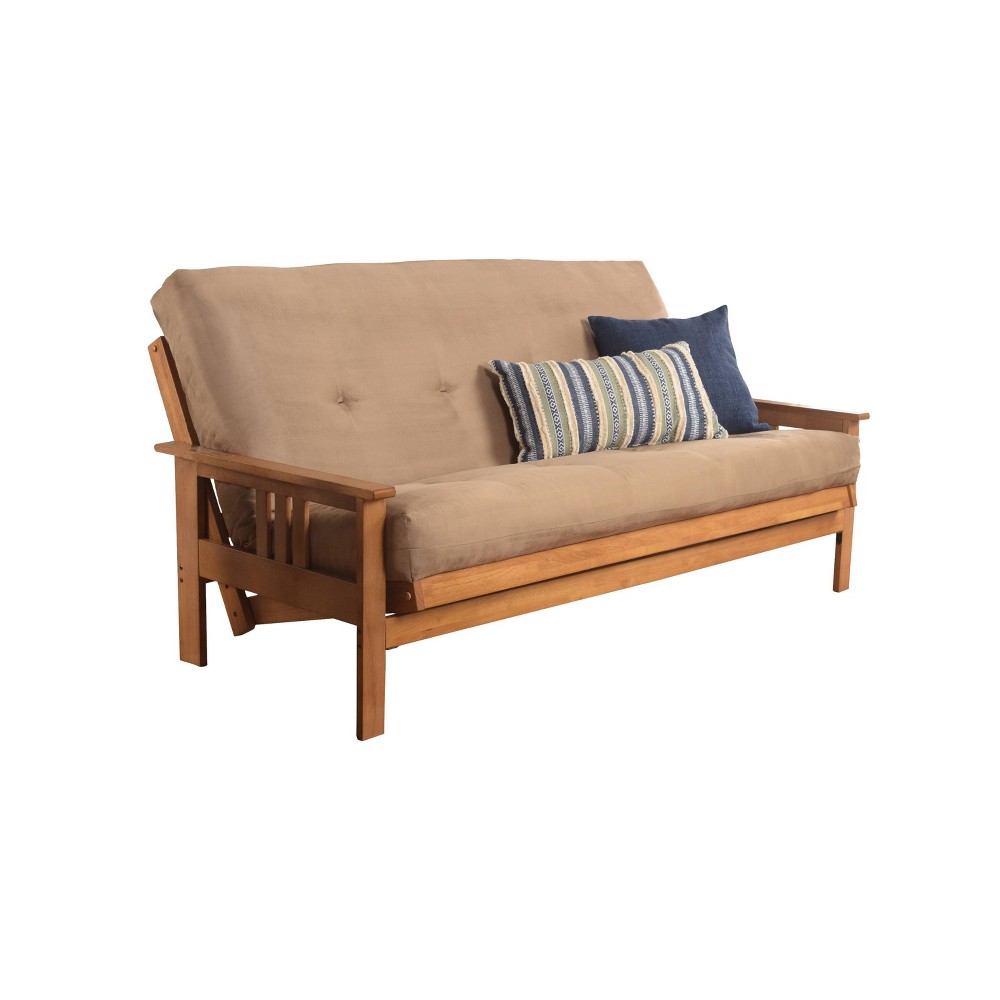 Photos - Sofa Full Chicago Frame and Coil Mattress Butternut/Peat Suede - Dual Comfort: Mid-Century Convertible Couch, Hardwood Frame