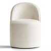 Modern Upholstered Dining Chair with Castors Round Dining Room Chair with Cushioned Backrest Linen Barrel Dining Chair for Kitchen -Tanpinhause - 2 of 4