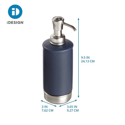 Matte Navy Ceramic and Brushed Nickel Cylindrical Soap Dispenser