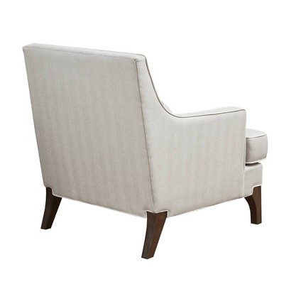Cream and Dark Brown Wide Accent Chair with Pillow