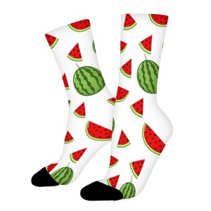 Watermelon Pattern Women Printed Crew Socks Funny Funky Socks Soft Polyester Novelty Gifts for Artists Men - 1 of 1