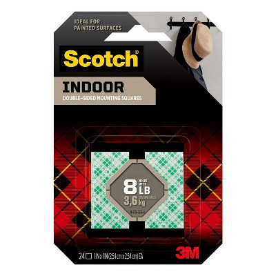 Scotch 24ct Permanent Mounting Squares: Adhesive Strips for Wall & Art, Plastic, White