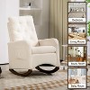 Nursery Rocking Chair, Comfy Upholstered Glider Rocker Armchair with Rubber Wood Legs High Back and Side Pocket for Living Room Bedroom - 4 of 4