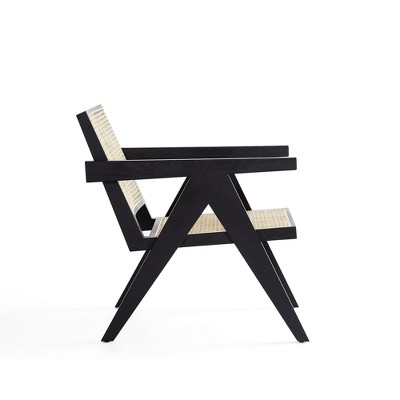 Hamlet Black and Natural Cane Wood Accent Armchair