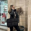 Puffer Tote Bag for Women, Large Quilted Puffy Handbag Lightweight Satchel Purse - 2 of 4