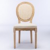 French Country Rattan Back Upholstered Dining Chairs Set of 2,Solid Wood Side Chairs with Linen Seat,Antique Finish–Maison Boucle - 4 of 4
