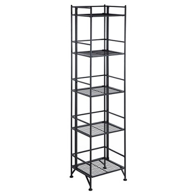 57.75" 5 Tier Folding Metal Shelf Black - Breighton Home