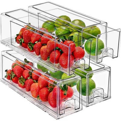 Sorbus 4 Pack Small Clear Stackable Pull-Out Drawers - Organization and Storage Containers for Kitchen, Pantry, Bathroom and More