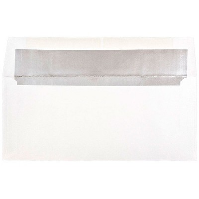 JAM Paper 3.875 x 8.125 Foil Lined Invitation Envelopes White with Silver Foil 32430263