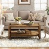 Tribesigns 47-Inch Solid Wood Coffee Table, 2-Tier Farmhouse Center Table with Storage Shelf, Rectangle Tea Table for Living Room, Brown - 4 of 4