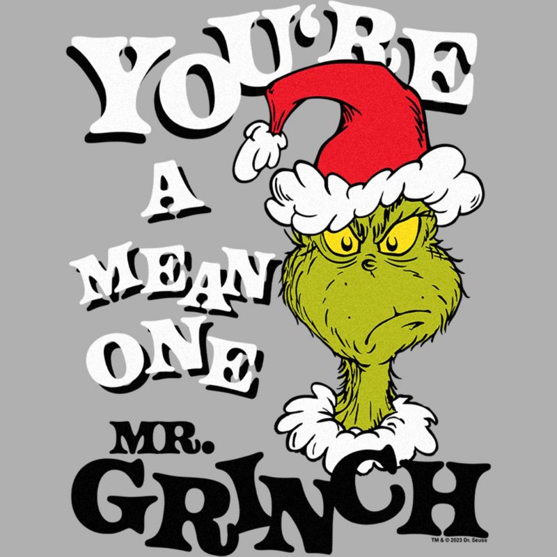 Boy's Dr. Seuss Christmas The Grinch You're a Mean One Portrait T-Shirt, 2 of 6