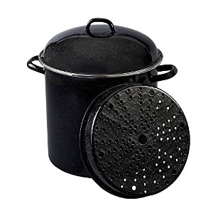 Granite Ware 15 QT. Heavy Gauge Seafood/Tamale Steamer Pot with Lid & Trivet Speckled Black, Stainless Steel Rim - 1 of 4