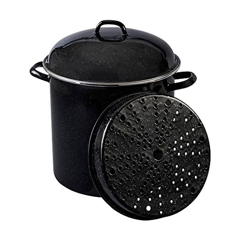 Granite Ware 15 Qt. Heavy Gauge Seafood/tamale Steamer Pot With Lid &  Trivet Speckled Black, Stainless Steel Rim : Target