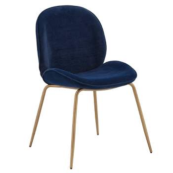 Set of 2 Lillie Velvet Upholstered Gold Finish Dining Chairs - Inspire Q