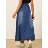 Allegra K Women's Casual High Waisted A-Line Flared Maxi Denim Skirt - 3 of 4
