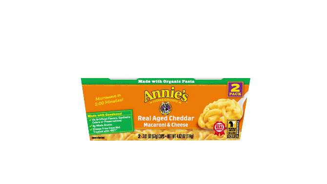 Annie&#39;s Macaroni &#38; Cheese Real Aged Cheddar - 2.01ounces/2ct, 2 of 14, play video