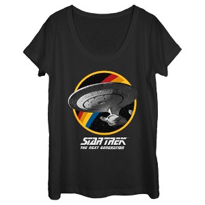 Women's Star Trek: The Next Generation Rainbow USS Enterprise Circle Galaxy Stars Scoop Neck - 1 of 4