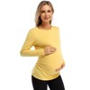 Coolmee Maternity Shirt Long Sleeve Basic Top Ruch Sides Bodycon Tshirt for Pregnant Women with Button - 4 of 4