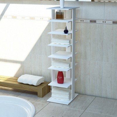 White 7-Tier Bamboo and Wood Shoe Rack Organizer