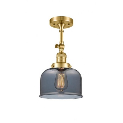 Bell - 1 Light Semi-Flush Mount In Industrial Style-14 Inches Tall and 8 Inches Wide