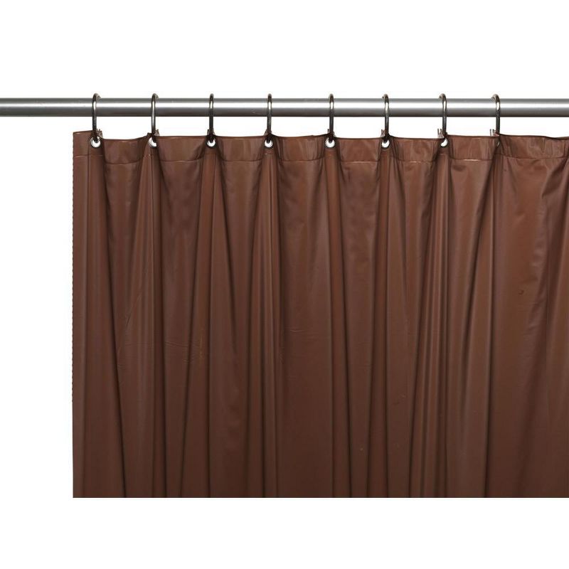 Carnation Home Fashions 3 Gauge Vinyl Shower Curtain Liner with Weighted Magnets and Metal Grommets - Brown 72x72", 1 of 4