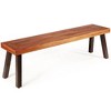 Costway Patio Acacia Wood Dining Bench Seat with Rustic Steel Legs for Outdoor Indoor - image 2 of 4