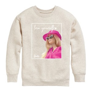 Boys' - Barbie - Love Yourself Graphic Long Sleeve Fleece Sweatshirt - 1 of 4