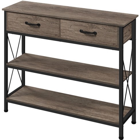 Console table with 2 store shelves and drawers