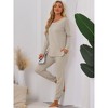 cheibear Women's Sweatshirt Jogger Lounge Set Long Sleeve Knit Round Neck Pajama Tracksuit - 2 of 4