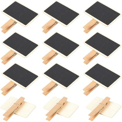 Juvale 12-Pack Black Mini Wooden Clothespins Blackboard Clips Chalkboard Tag Signs Message Board 2.6 x 2.3