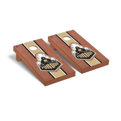 NCAA Purdue Boilermakers Premium Cornhole Board Rosewood Stained Stripe Version