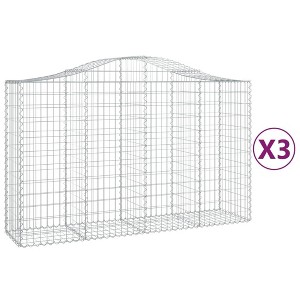 vidaXL Gabion Basket Set of 3 Silver Galvanized Iron Large - 1 of 4