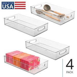 iDesign Stackable Pantry Storage Bin with Handles, Set of 4, Clear, Made in USA - 1 of 4